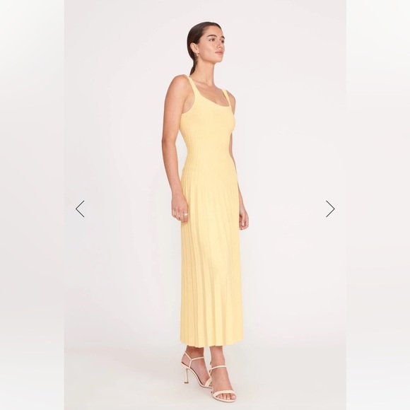 STAUD Ellison Midi Dress in Lemon Drop Size Small - Picture 5 of 6